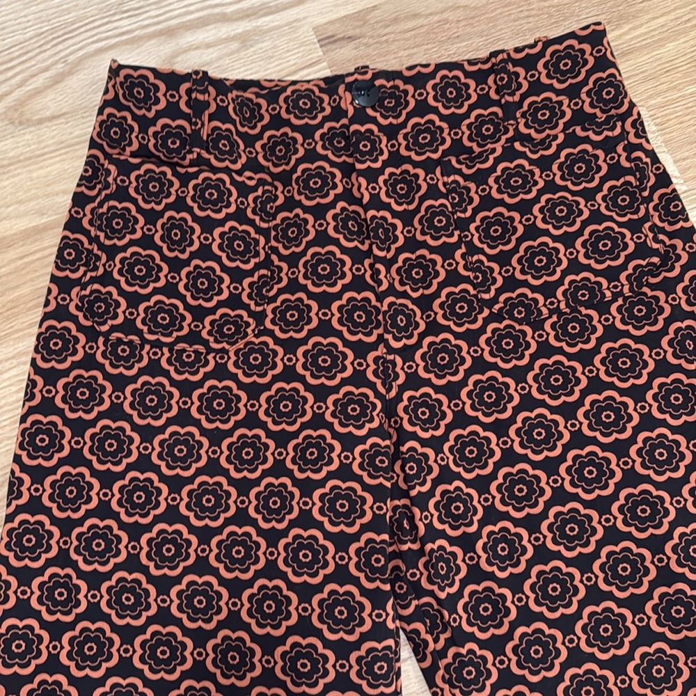 Maeve Black and Rust Floral Cropped Wide-Leg Pants - Picture 2 of 10